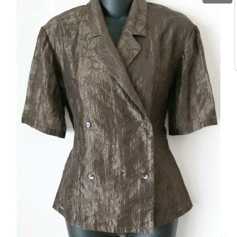 Joan & David Double Breast Button Down Viscose Linen Blend Blouse sz‎ 42/8